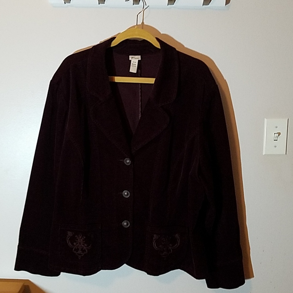 22/24 Dark Purple Courderoy Blazer with Embellishm